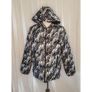 Crooks & Castles Black Full-Zip Hooded Puffer Jacket Coat Men's Medium Y2K